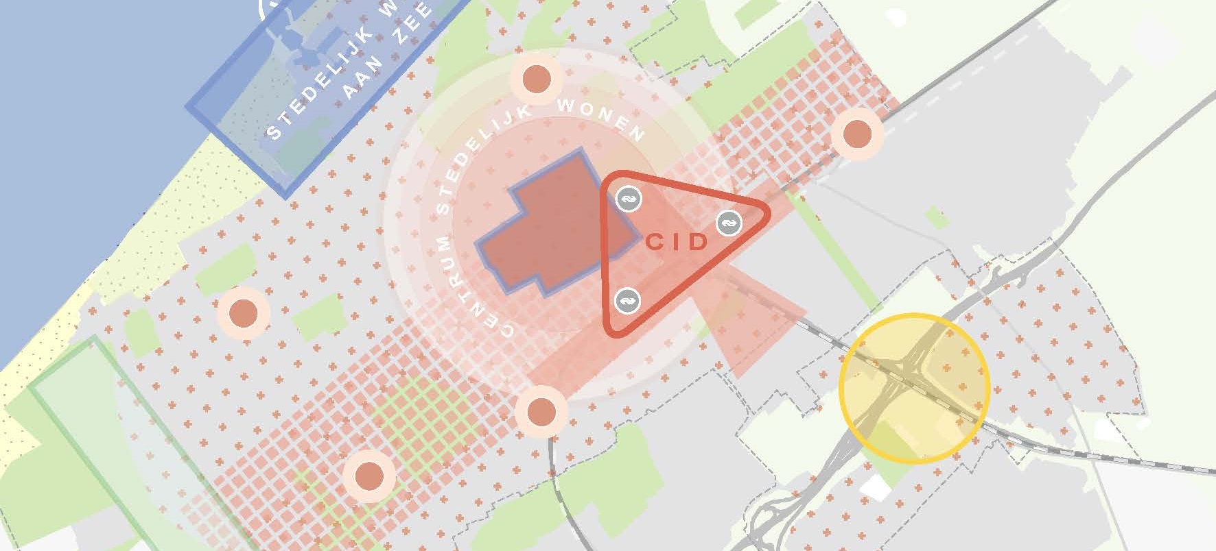 kaart met locaties voor verdichting