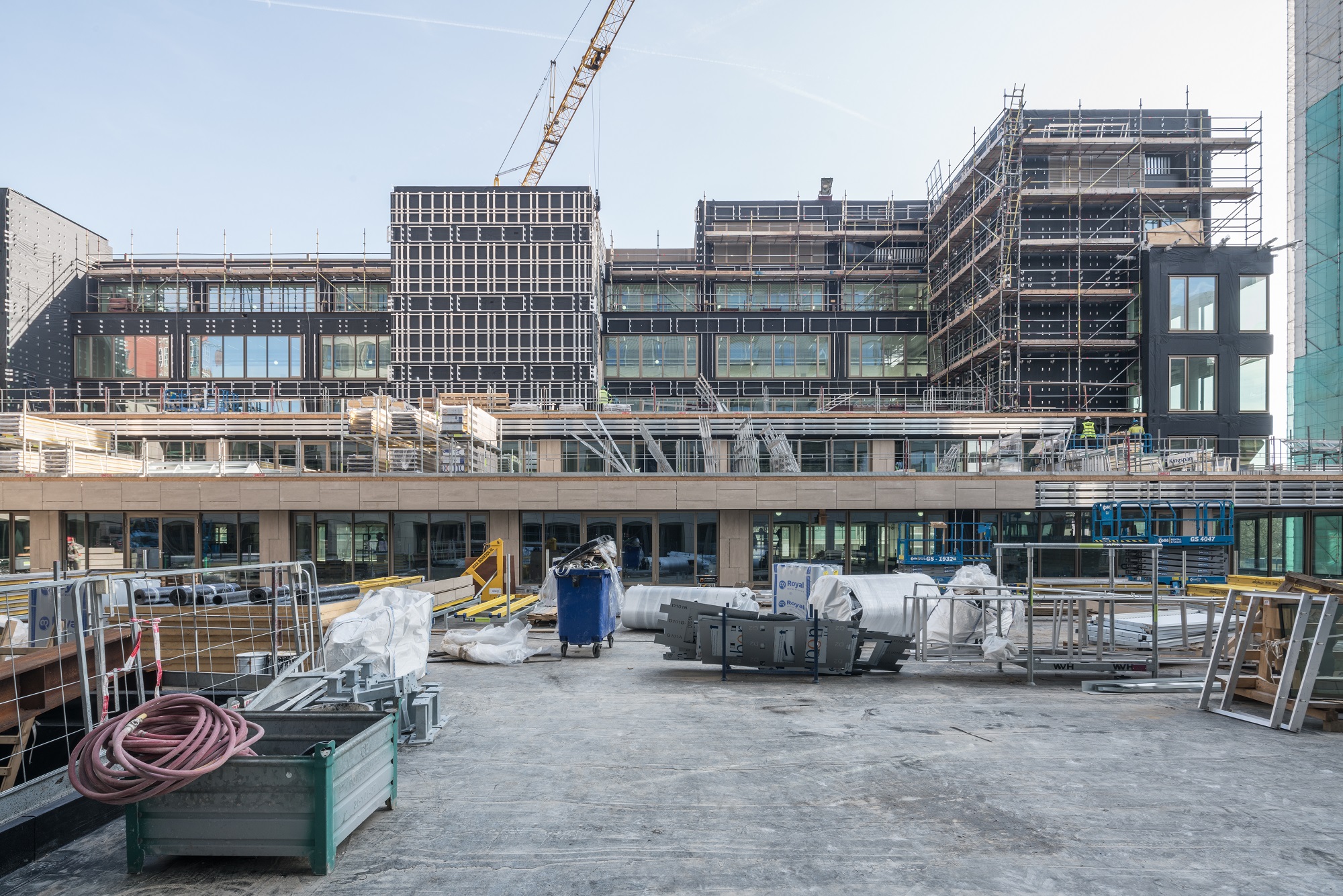 Bouwplaats tijdens herbestemming wijnhavenkwartier