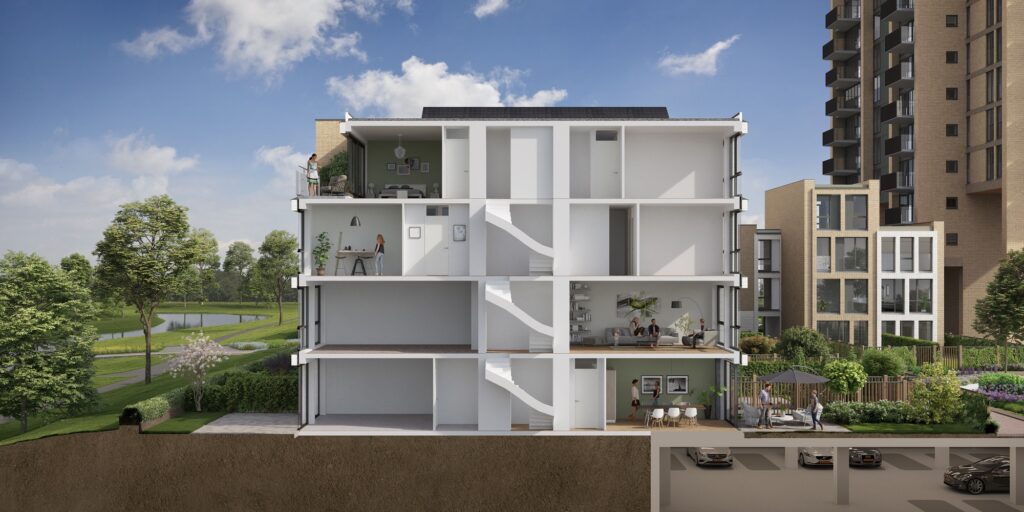 doorsnede met periscoopwoningen park 070 voorburg